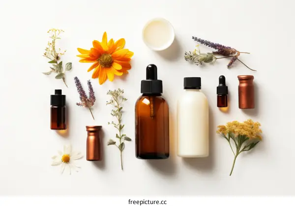 Natural Skin Care Products with Herbs and Flowers