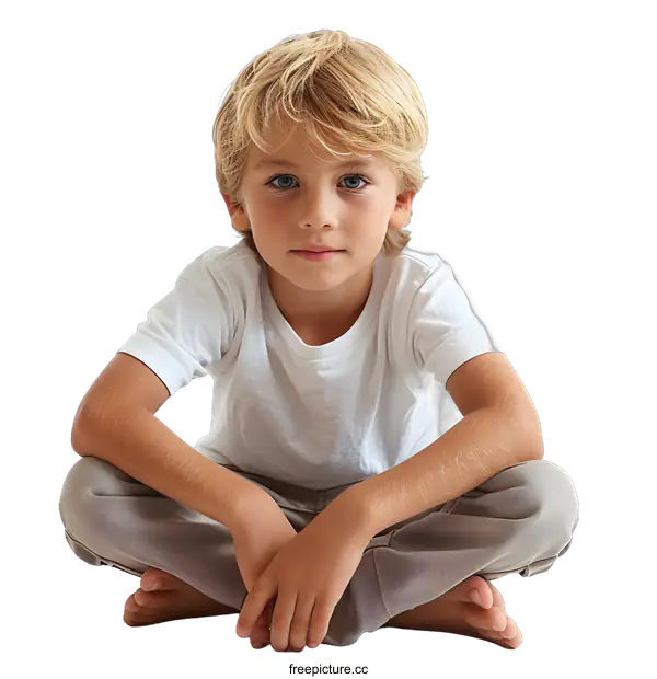 [Transparent Background PNG]Portrait of a cute blonde boy