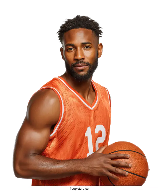 [Transparent Background PNG]Basketball Player in Orange Jersey