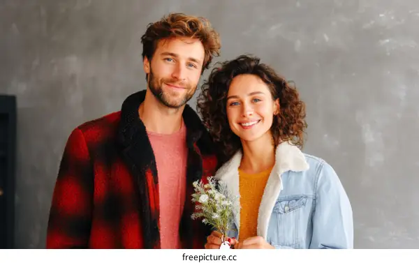 Couple Portrait with Flowers Indoor