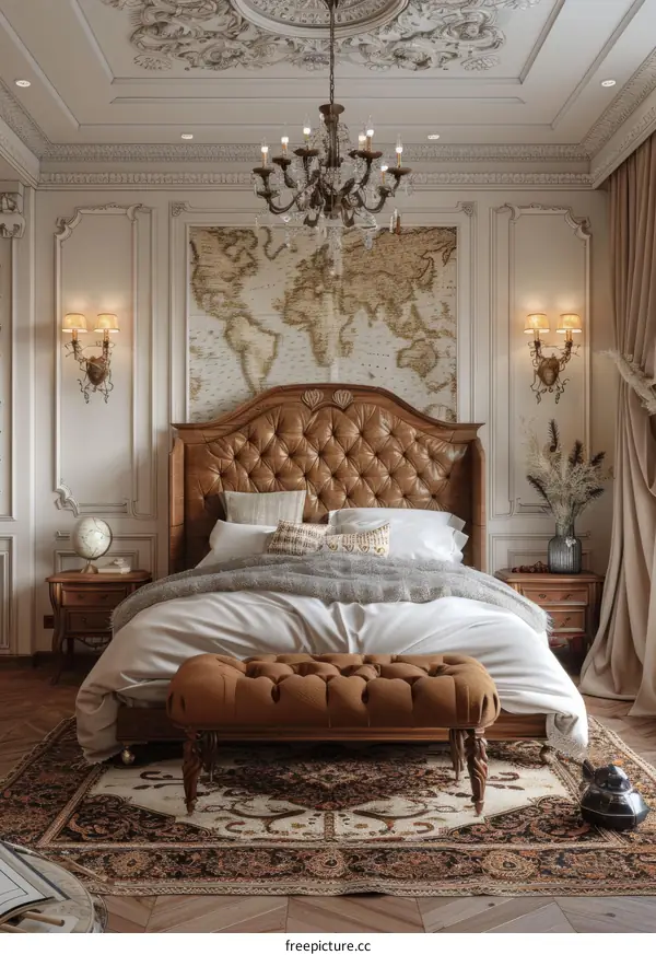 Luxury Bedroom Interior Design with Vintage Map