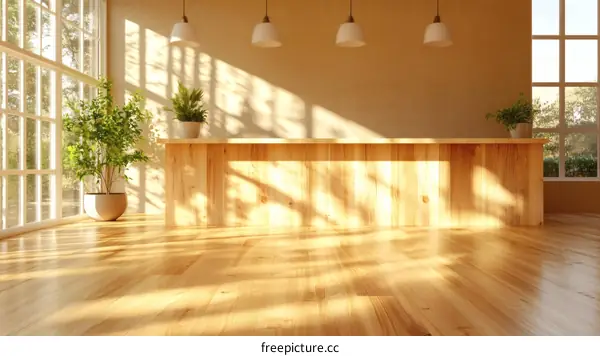 Modern Minimalist Wooden Counter Interior Design