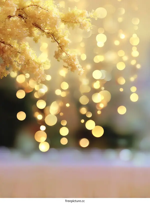 Golden Light Bokeh with Delicate Branches