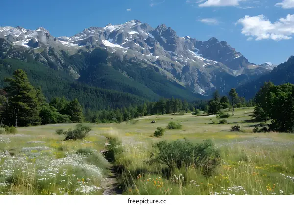 mountain valley with flowers