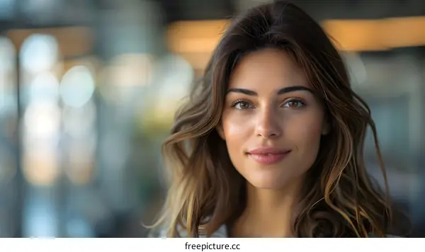 portrait of a beautiful young woman with long brown hair