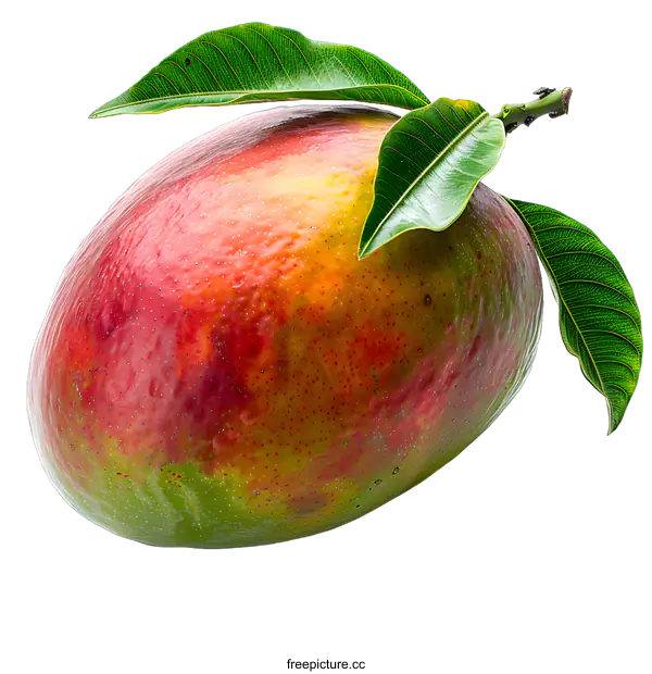 [Transparent Background PNG]Fresh ripe mango fruit with leaf