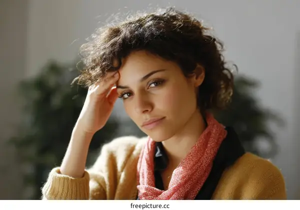 Close-up Portrait of a Thoughtful Woman