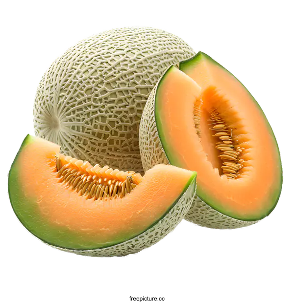 [Transparent Background PNG]Close-up of a cantaloupe melon
