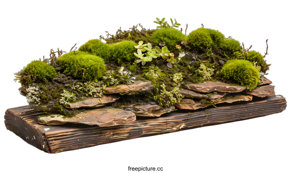[Transparent Background PNG]Green Moss and Stone Miniature Landscape