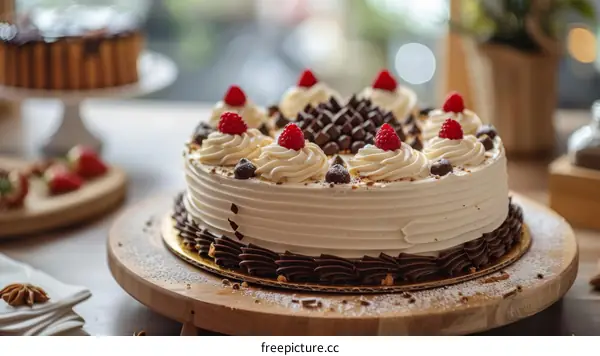 Raspberry Chocolate Shavings Cake