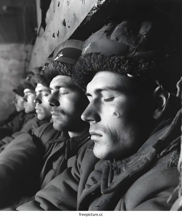soviet soldiers sleep in a dugout during world war ii