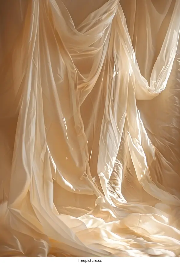 Cream Colored Fabric Draped In Soft Light
