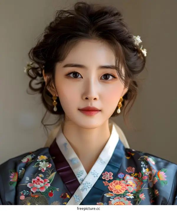 Portrait of a young woman in traditional Korean dress