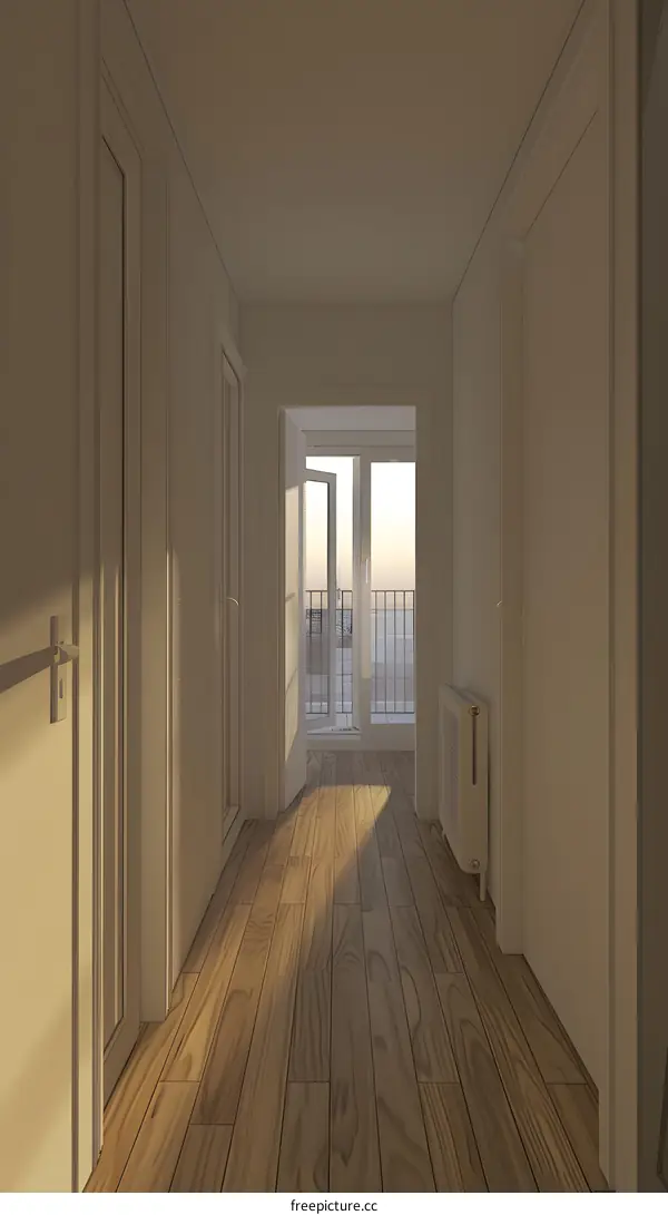 White Doorway with View of the Sunset