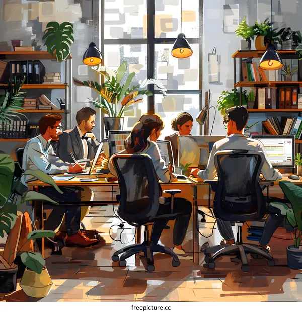 group of business people working together in an office