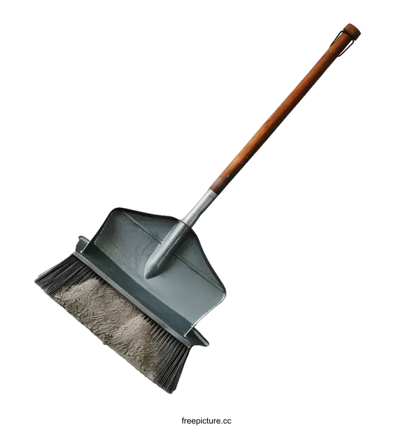 [Transparent Background PNG]Vintage Dustpan And Broom With Wooden Handle