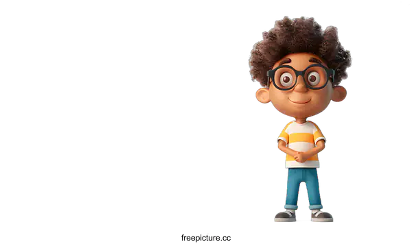 [Transparent Background PNG]3D rendering of a cute cartoon boy