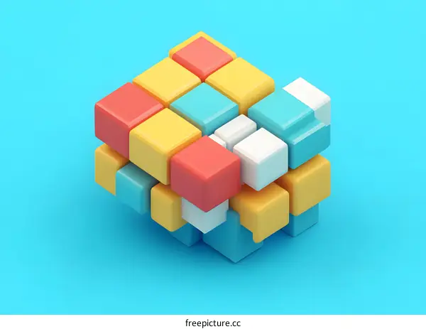 Abstract Colorful 3D Cubes Design