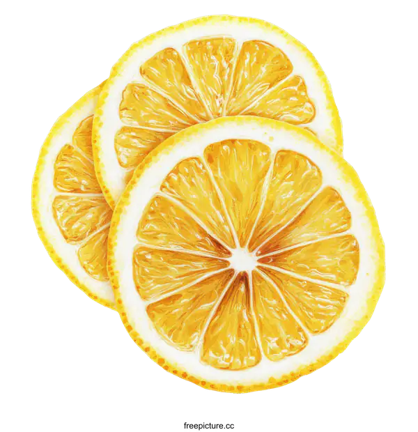 [Transparent Background PNG]Watercolor Lemon Slices Close Up