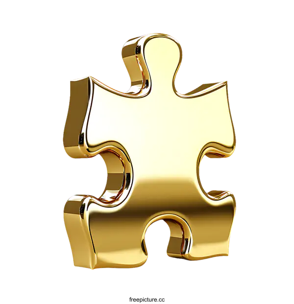[Transparent Background PNG]Gold Puzzle Piece Illustration