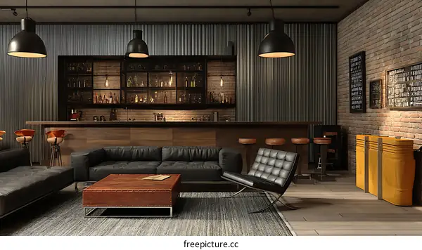 Industrial Style Modern Bar Interior Design