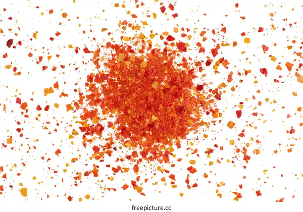 Crushed Red Pepper Flakes on White Background