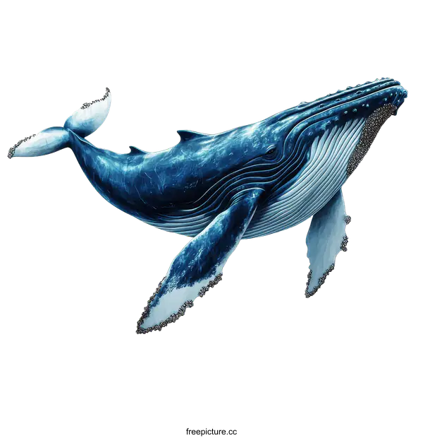 [Transparent Background PNG]Majestic Blue Whale Illustration