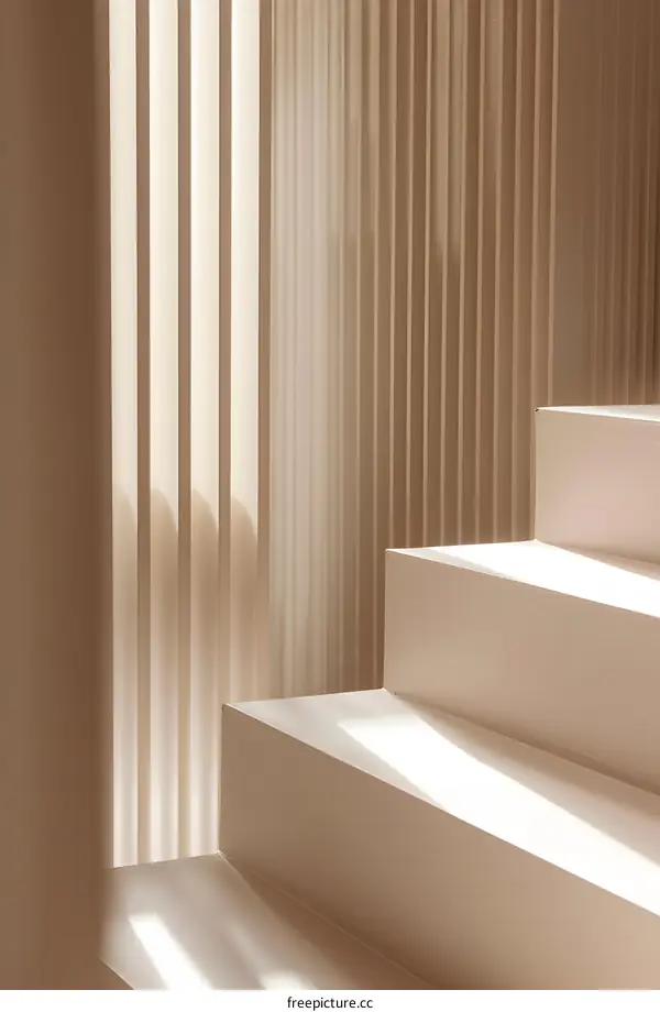 White Stairs With Vertical Lines In The Background