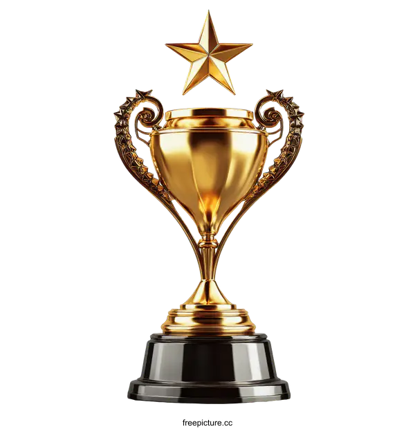 [Transparent Background PNG]Golden Trophy with Star Award