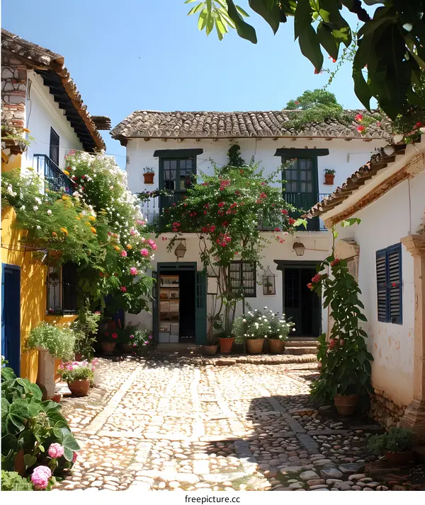 A beautiful Spanish courtyard with flowers
