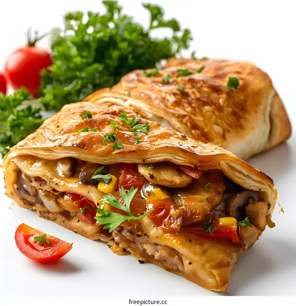 Chicken and vegetable strudel