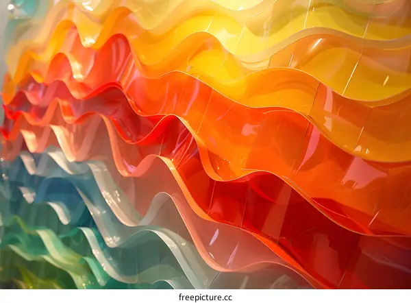 Colorful plastic wavy wall