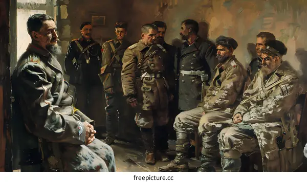 Vladimir Lenin giving a speech to the soldiers of the Red Army