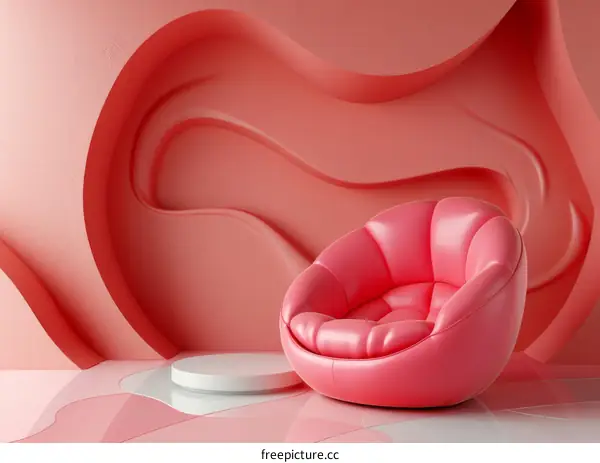 Pink Modern Armchair Design Illustration