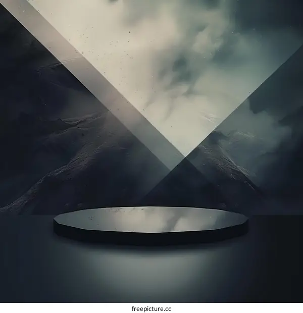 Dark and mysterious background with a spotlight on a round stage