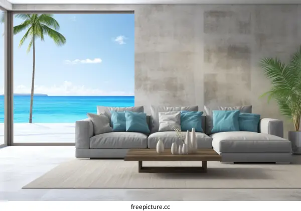 Modern minimalist tropical living room interior design