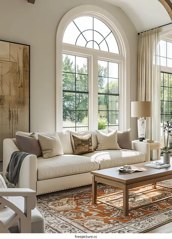 Arched Window Living Room Interior