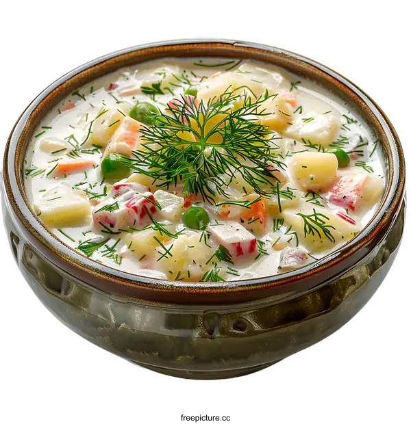[Transparent Background PNG]Bowl of Dill Pickle Soup