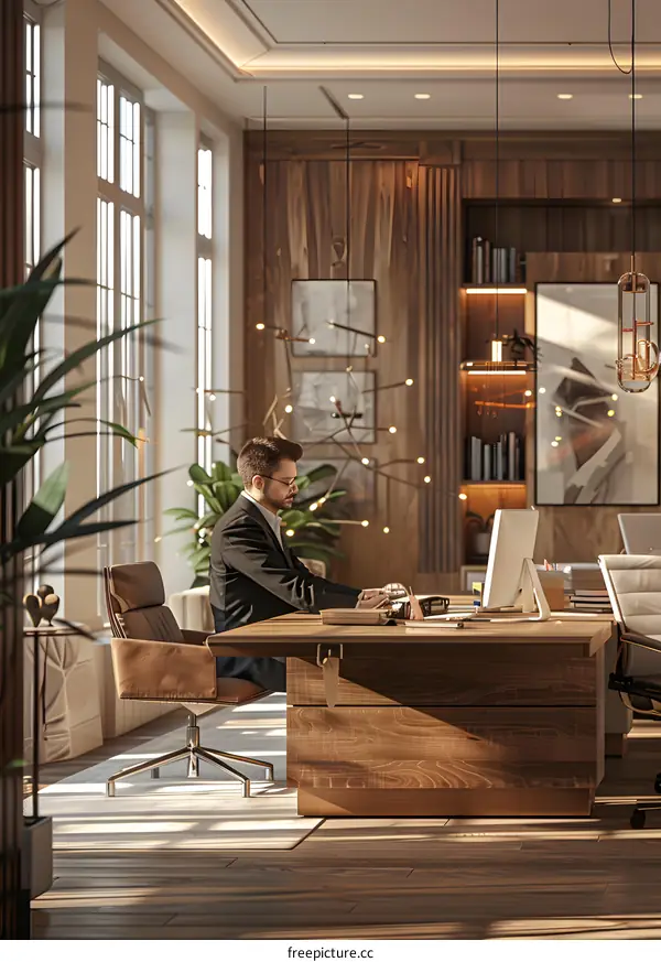 Businessman working in his office