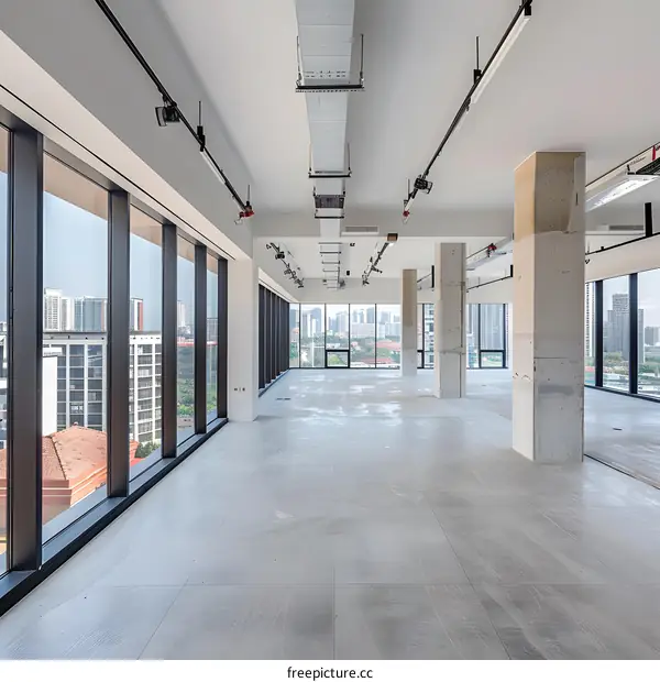 Empty Modern Office Space with City View