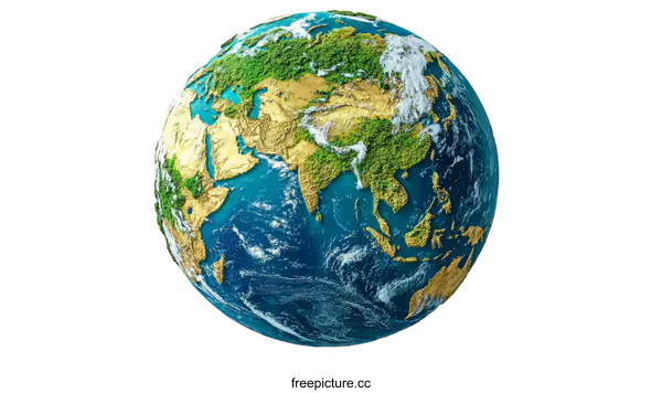 [Transparent Background PNG]Detailed Earth Globe Illustration