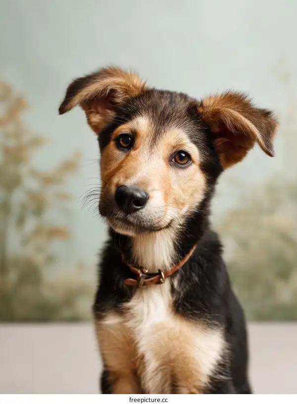 Adorable Puppy Portrait Against Soft Background