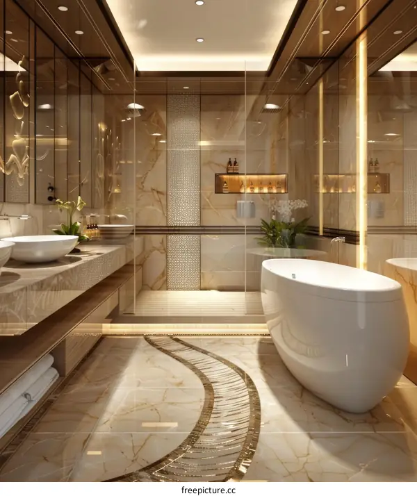 Luxury Bathroom Interior Design with Golden Accents