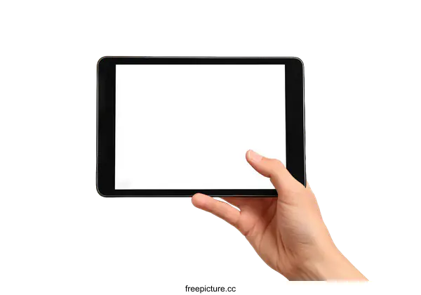 [Transparent Background PNG]Tablet in Hand Against White Background
