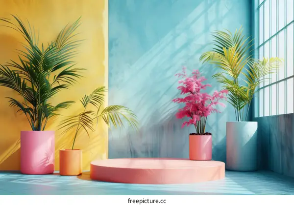 Vibrant Colorful Interior Design with Plants