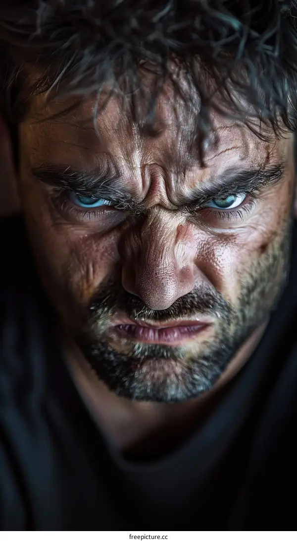 Close-up Portrait of an Angry Man