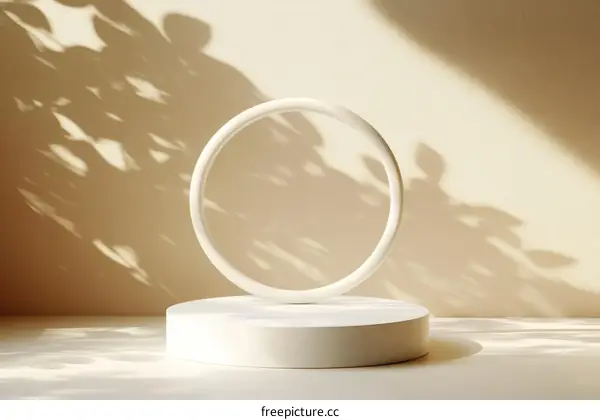 Modern Minimalist Product Display with Sunlight and Shadows
