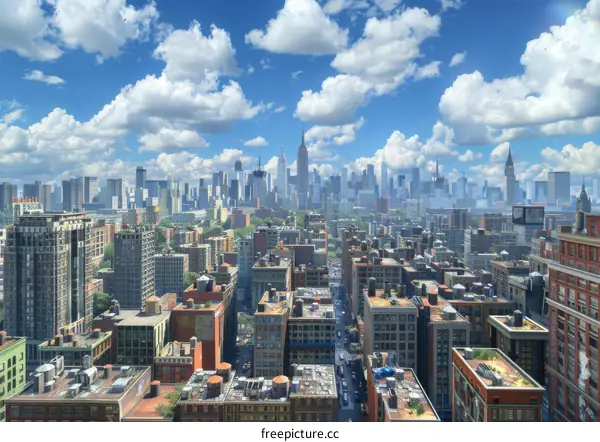 New York City Skyline View from Elevated Position