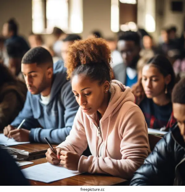 Afro Caribbean Students Taking Notes During Lecture