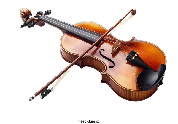 [Transparent Background PNG]Violin and Bow on White Background